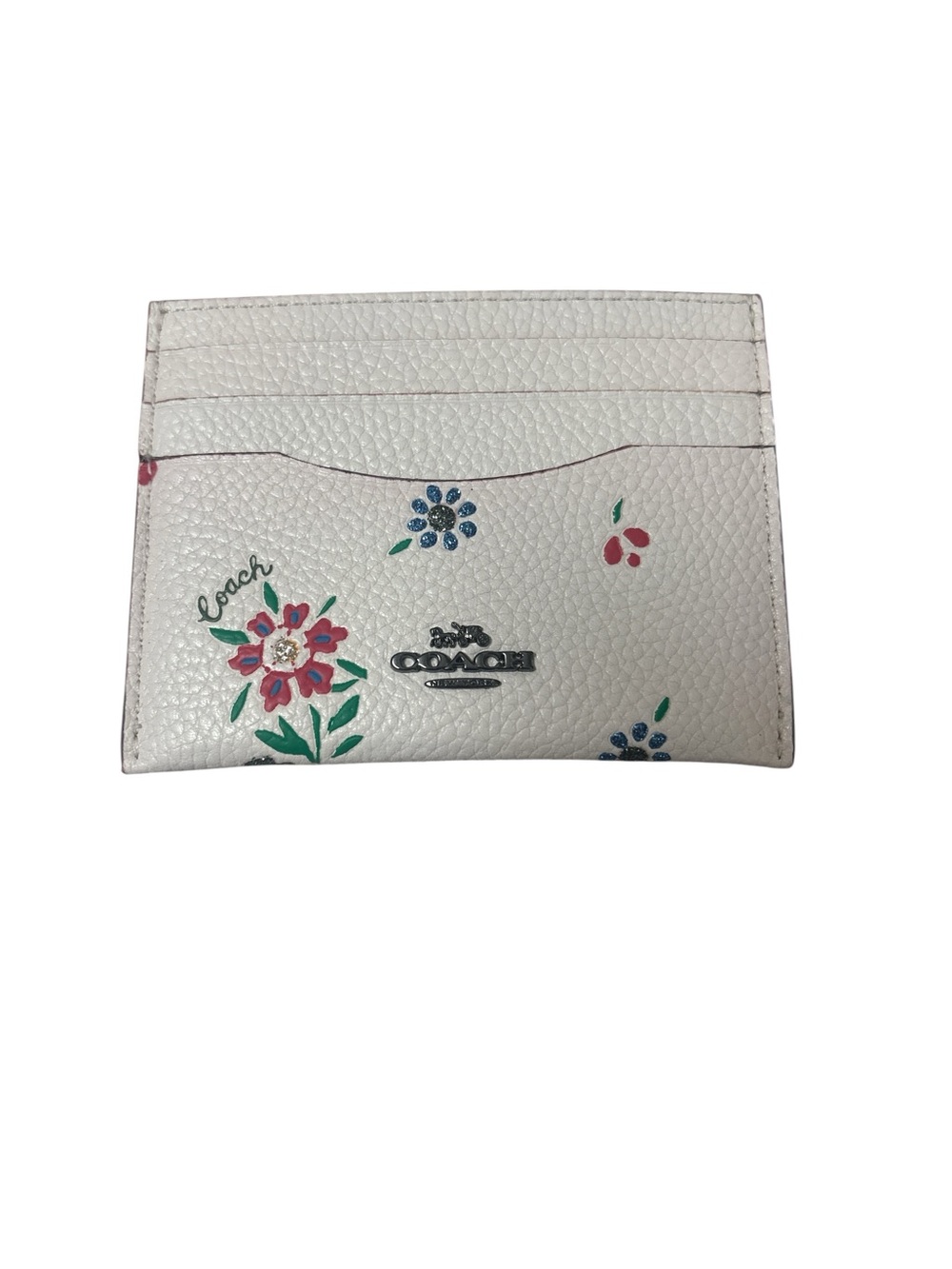 COACH Charlie Pouch- Chalk White Floral Leather Wristlet - Picture 9 of 11